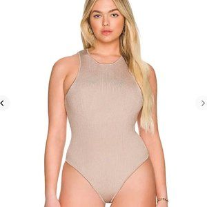 Good American Angled Rib High Neck Thong Bodysuit